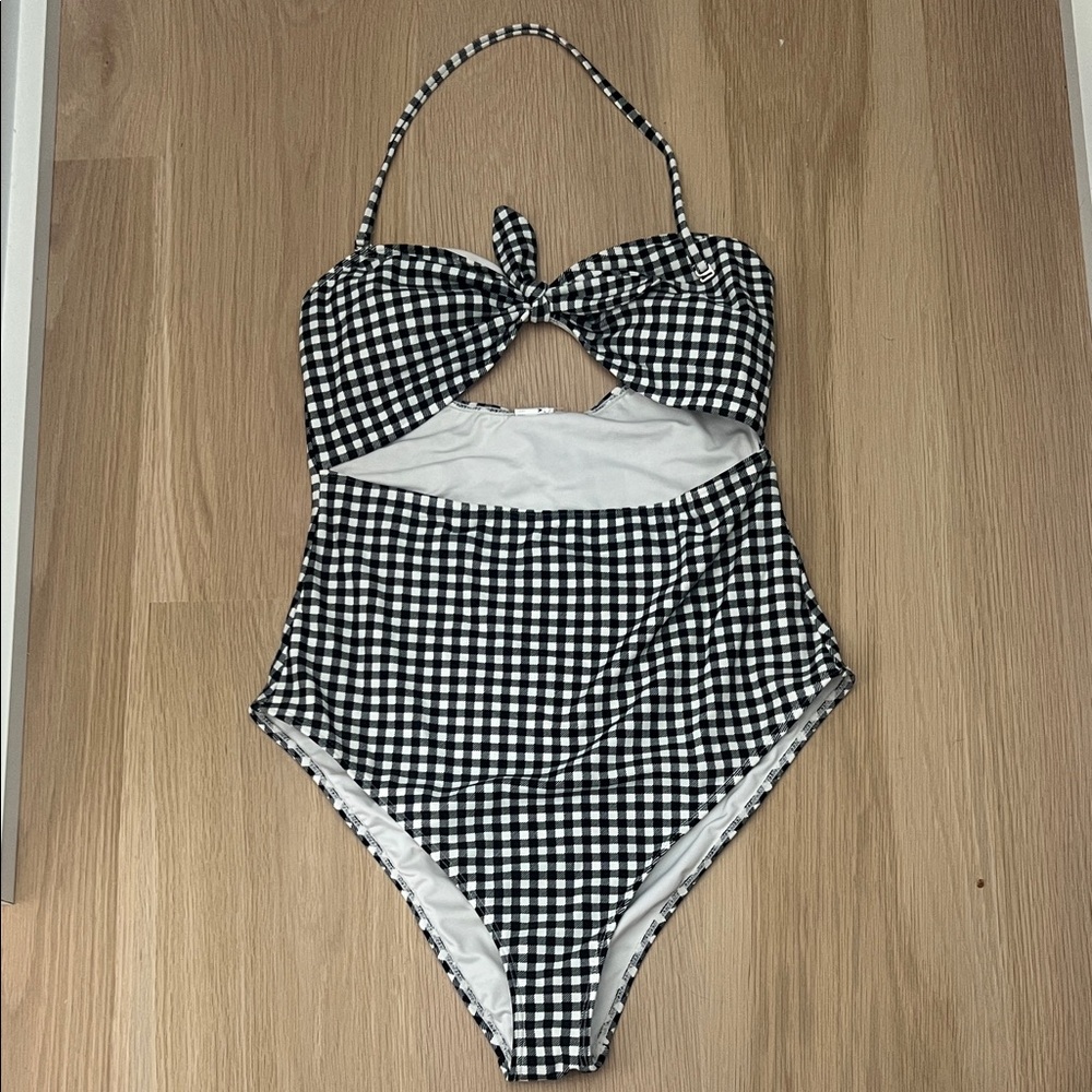 Forever 21 Black and White Gingham One Piece Swimsuit